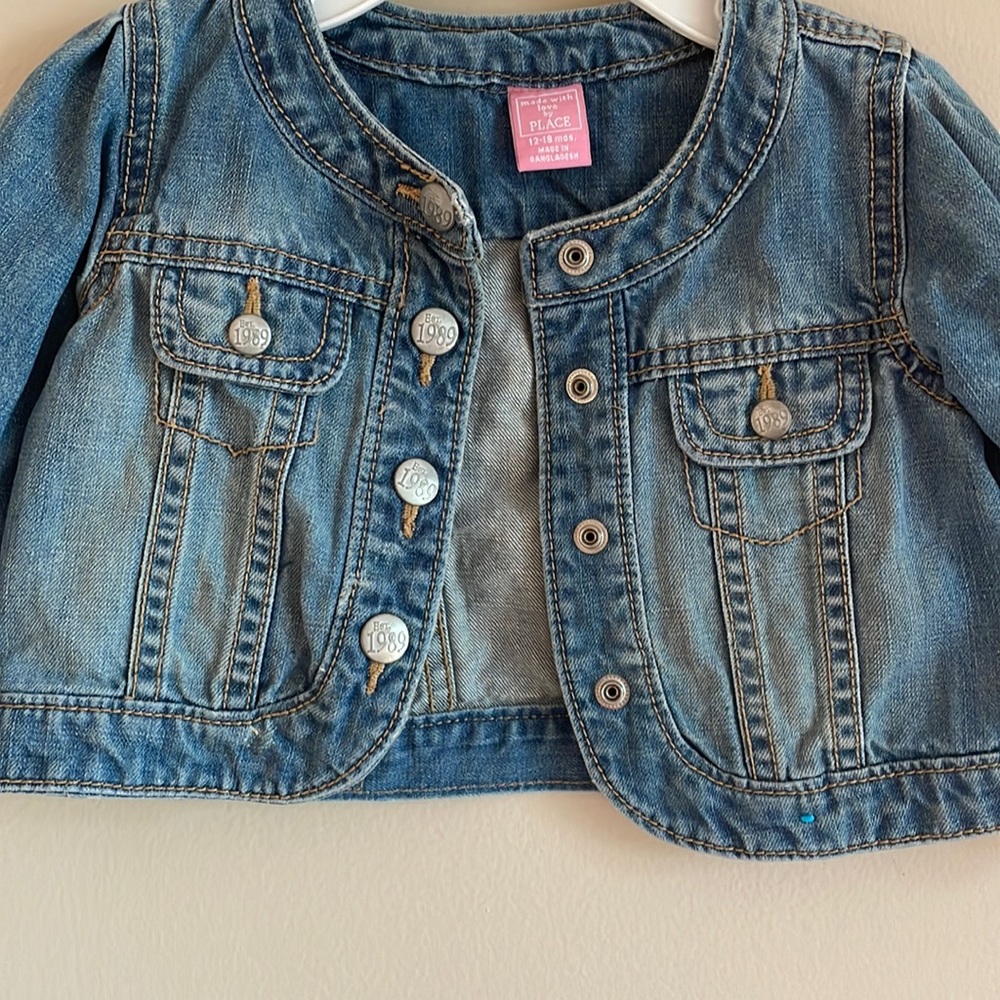 Made with Love by PLACE Jean Jacket Blue Denim Lightweight Toddler Size 12-18M